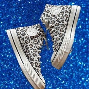 Leopard Print Platform Converse Chuck Taylor Hi Tops US 9.5